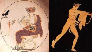 imagine zeul Apollo, in Elefsina sunt niste urme ca de pesteri despre care Apollo credea ca sunt 3 portaluri 